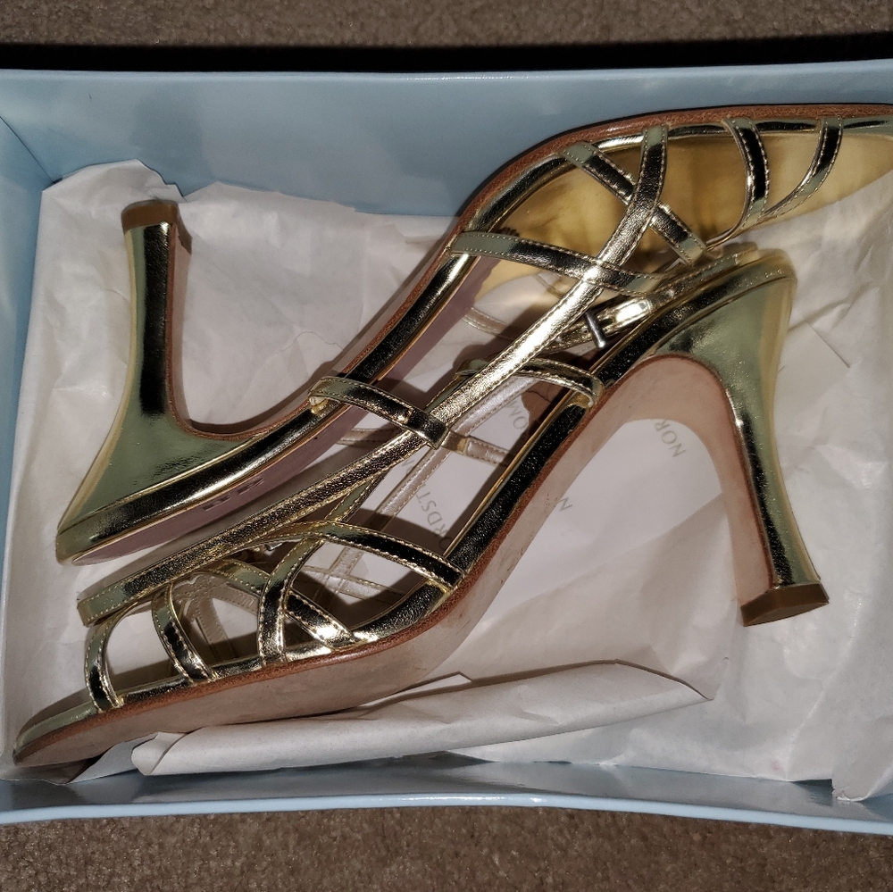 Nordstrom Gold Strappy Heels